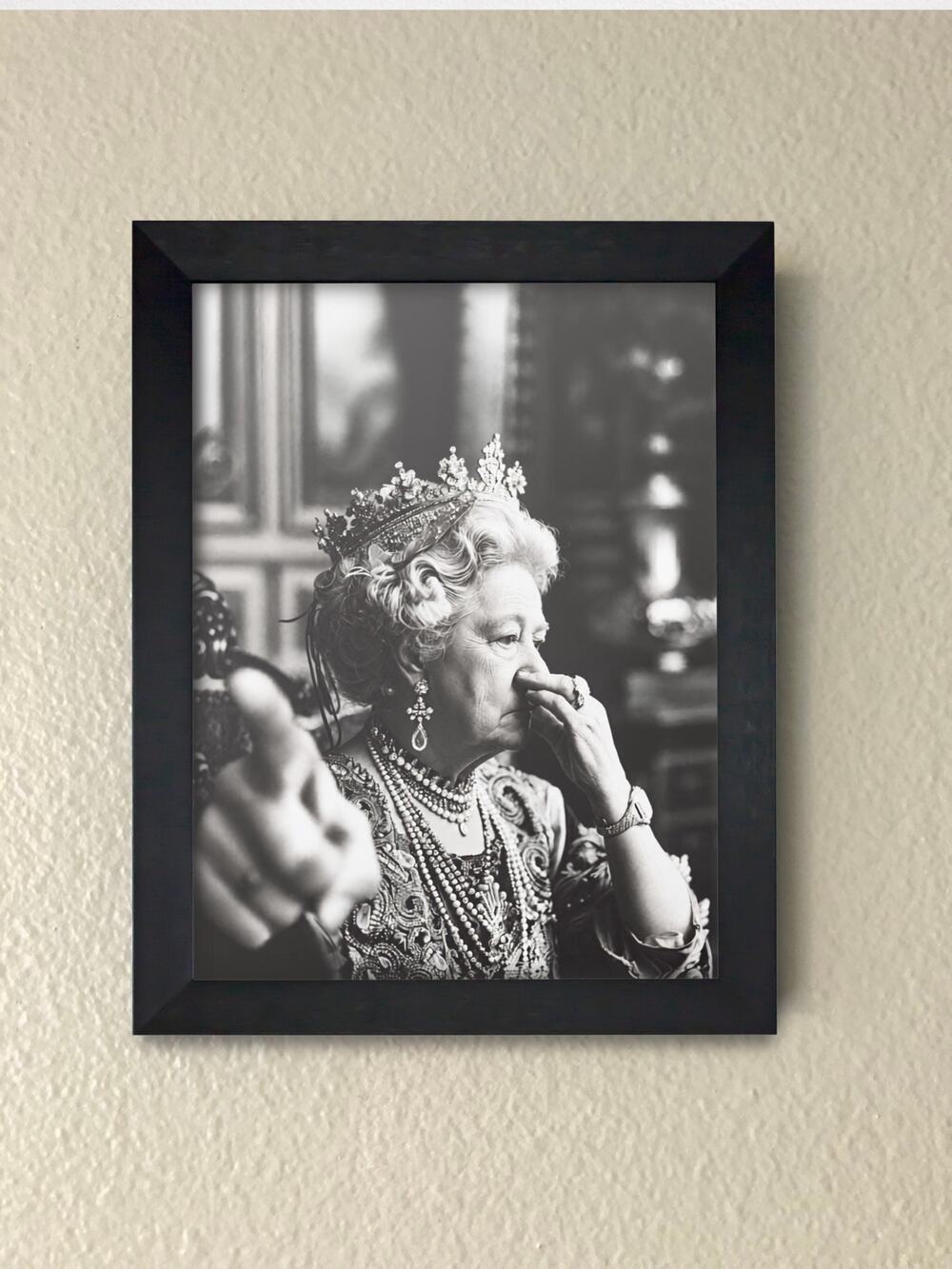 Queen Elizabeth "Stink Face" Wall Art – Funny Bathroom Framed Print